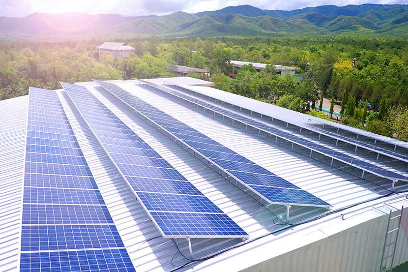 solar panels on a white roof